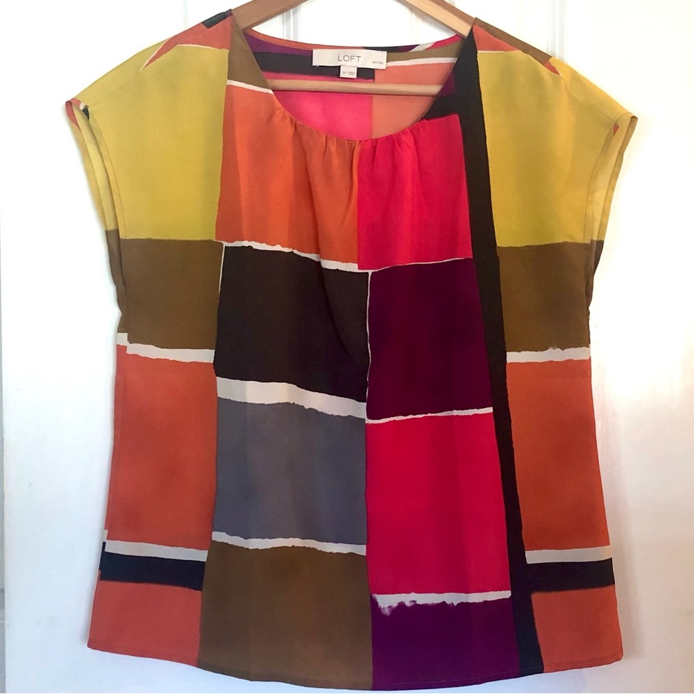 Ann Taylor Loft Short Sleeve Colorblock  Top